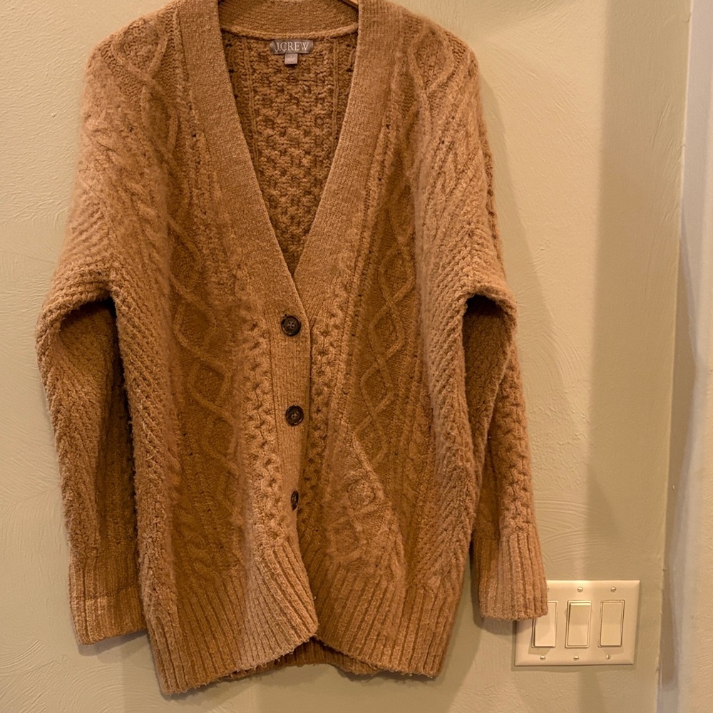 J. Crew Warm Brown Cable Knit Cardigan